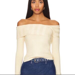 Michael Costello Off-Shoulder Cream Sweater